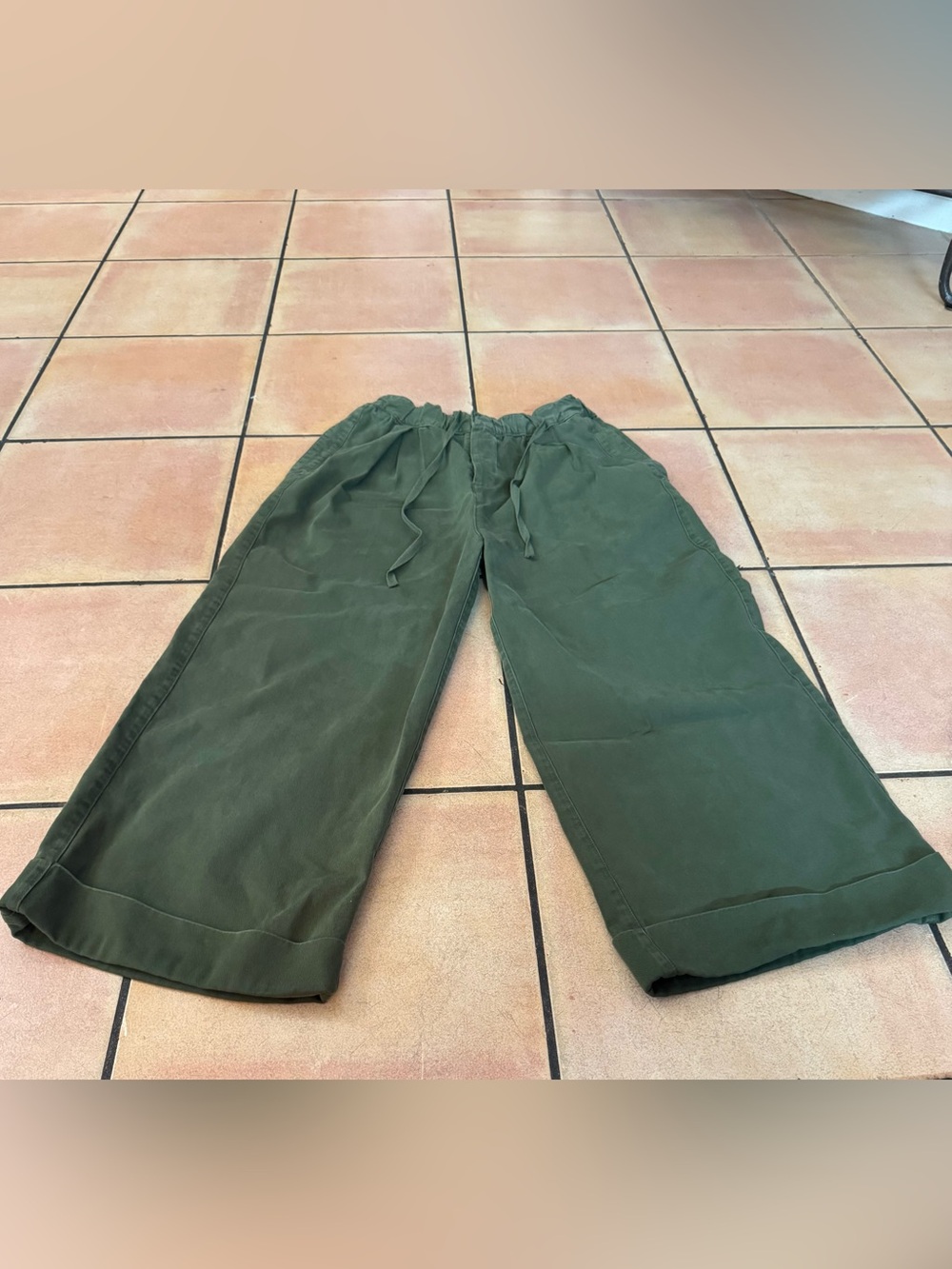 Free People Olive Wide Drawstring Pants New With Tag